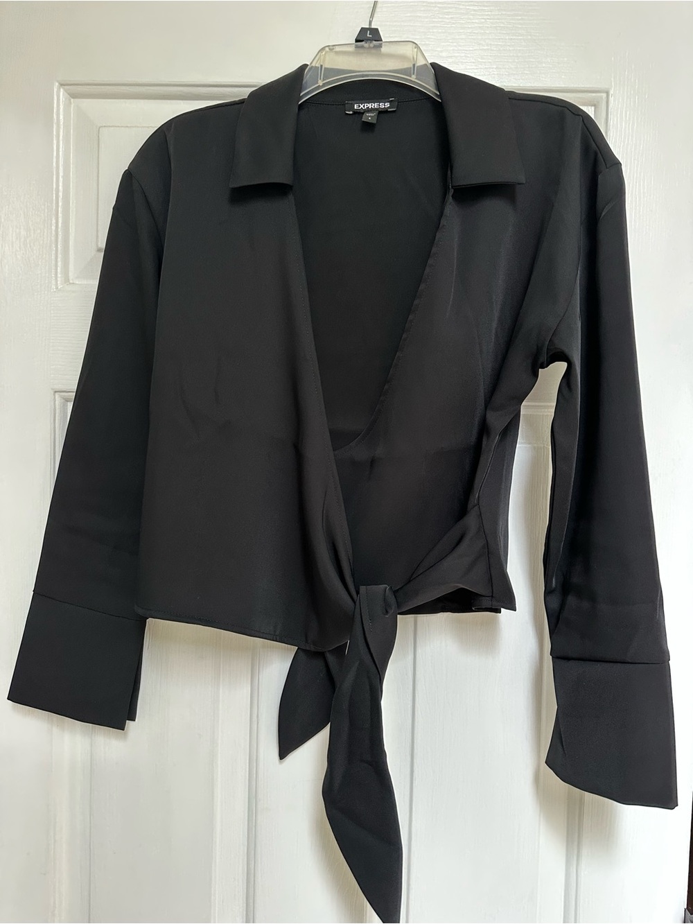 Express Black Tie-Front Blouse